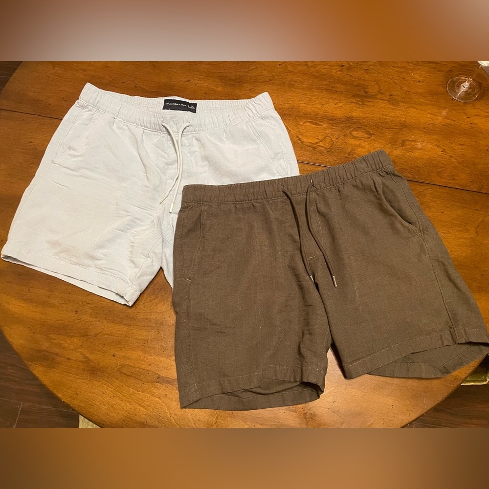 ABERCROMBIE & FITCH Drawstring Pull On Linen Blend Shorts‎